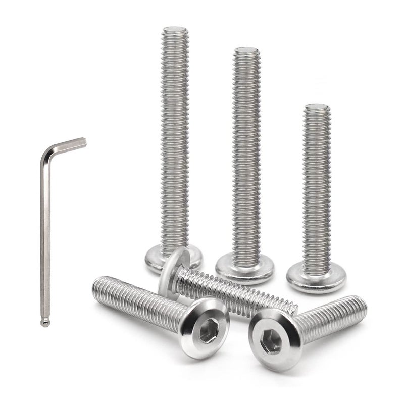 Allwin M6 x 30 MM Bolts - 10 Pcs Flat Head Hex Socket Cap Screws Bolts for Crib,Chairs and Furniture,etc - 304 Stainless Steel - with Allen Wrench,Bed Hardware Replacement - Image 1